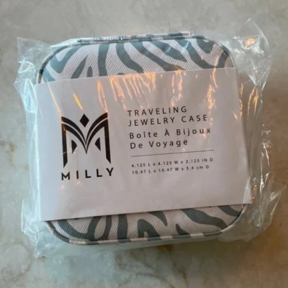 Milly Traveling Jewelry Case Blue & White Zebra Print NWT - Picture 13 of 14